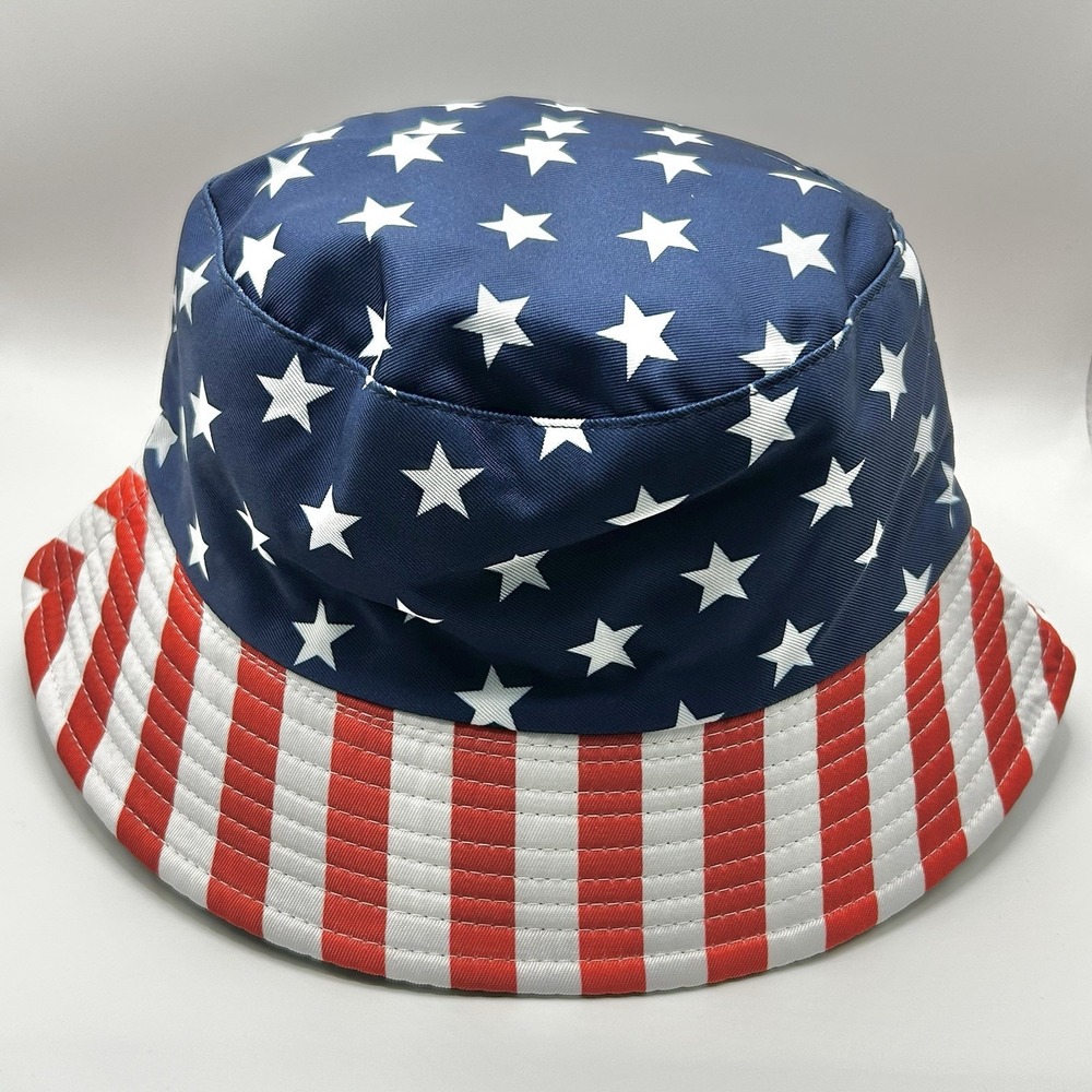 USA Flag America Stars Stripes Bucket Hat Cap One Size Adult Outdoors Blue